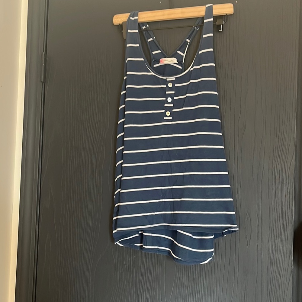 Chris & Carol navy blue and white striped tank top